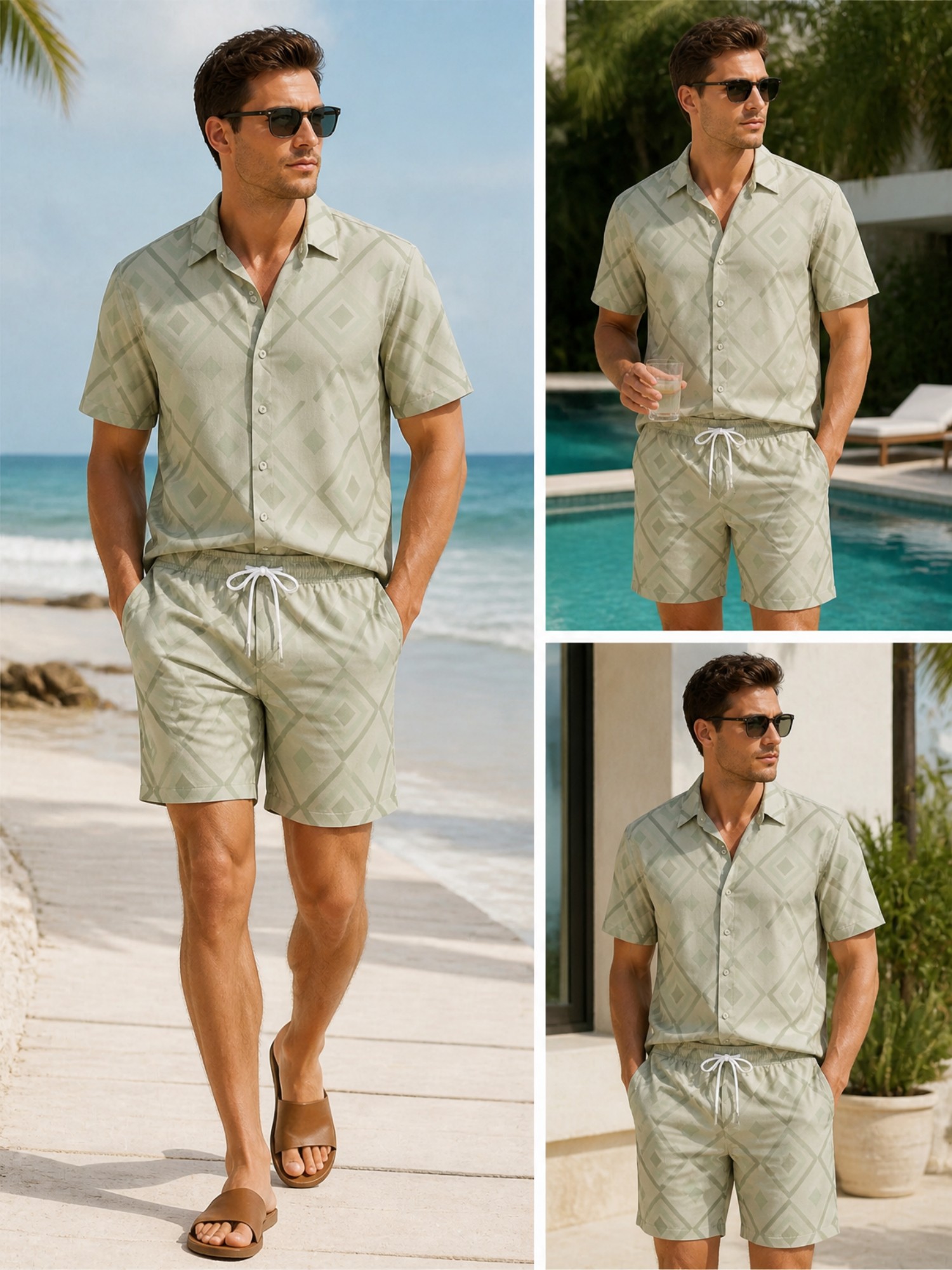 Printed Floral Shirt - Heren bloemenhemd met korte mouwen en