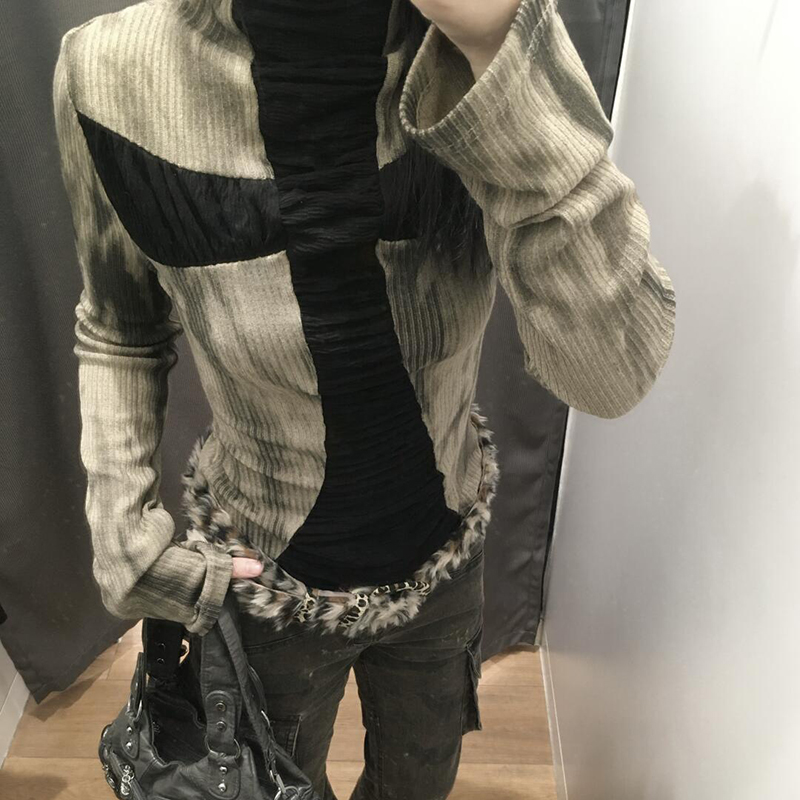 Turtleneck Knit 90S - Goth Cross Subcultuur slanke tops lieverd