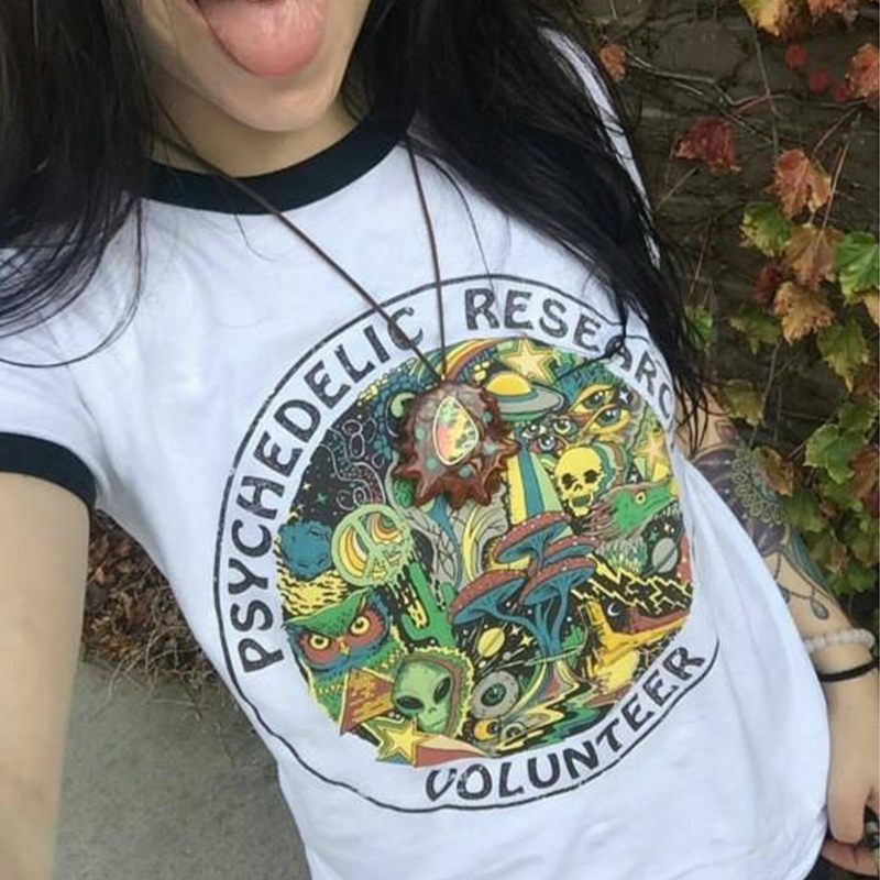 Vintage Fashion Research - Psychedelische Onderzoek Vrijwilliger Unisex Vintage Ringer