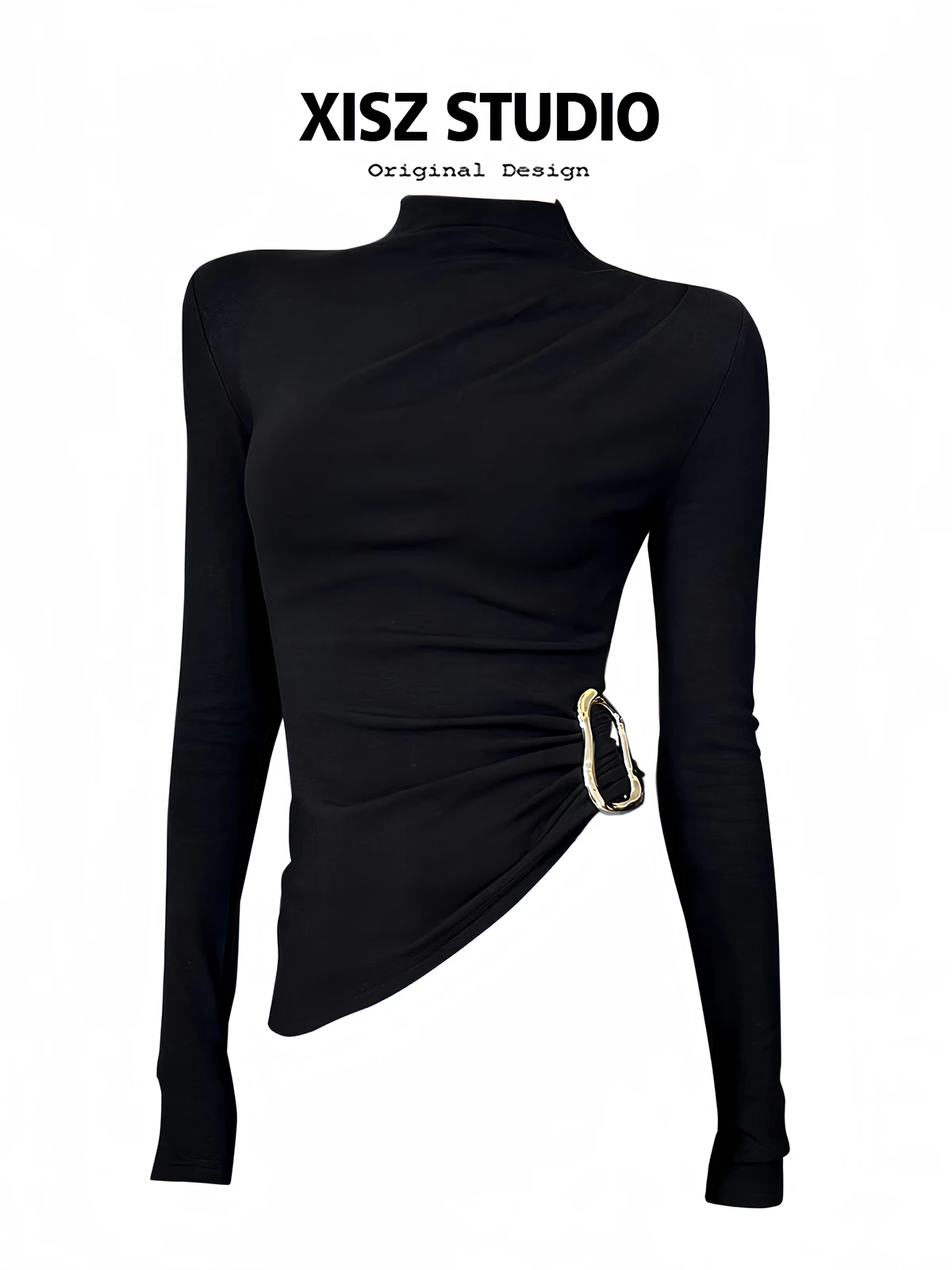 Turtleneck Knit 90S - Vrouwen Zwart Gothic T-shirt Harajuku Y2k
