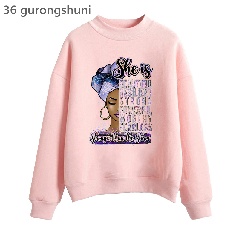 Turtleneck Knit 90S - Aquarel Ze Is Mooi/Veerkrachtig/Sterk/Krachtig/Worthy/Fearless Grafische Print