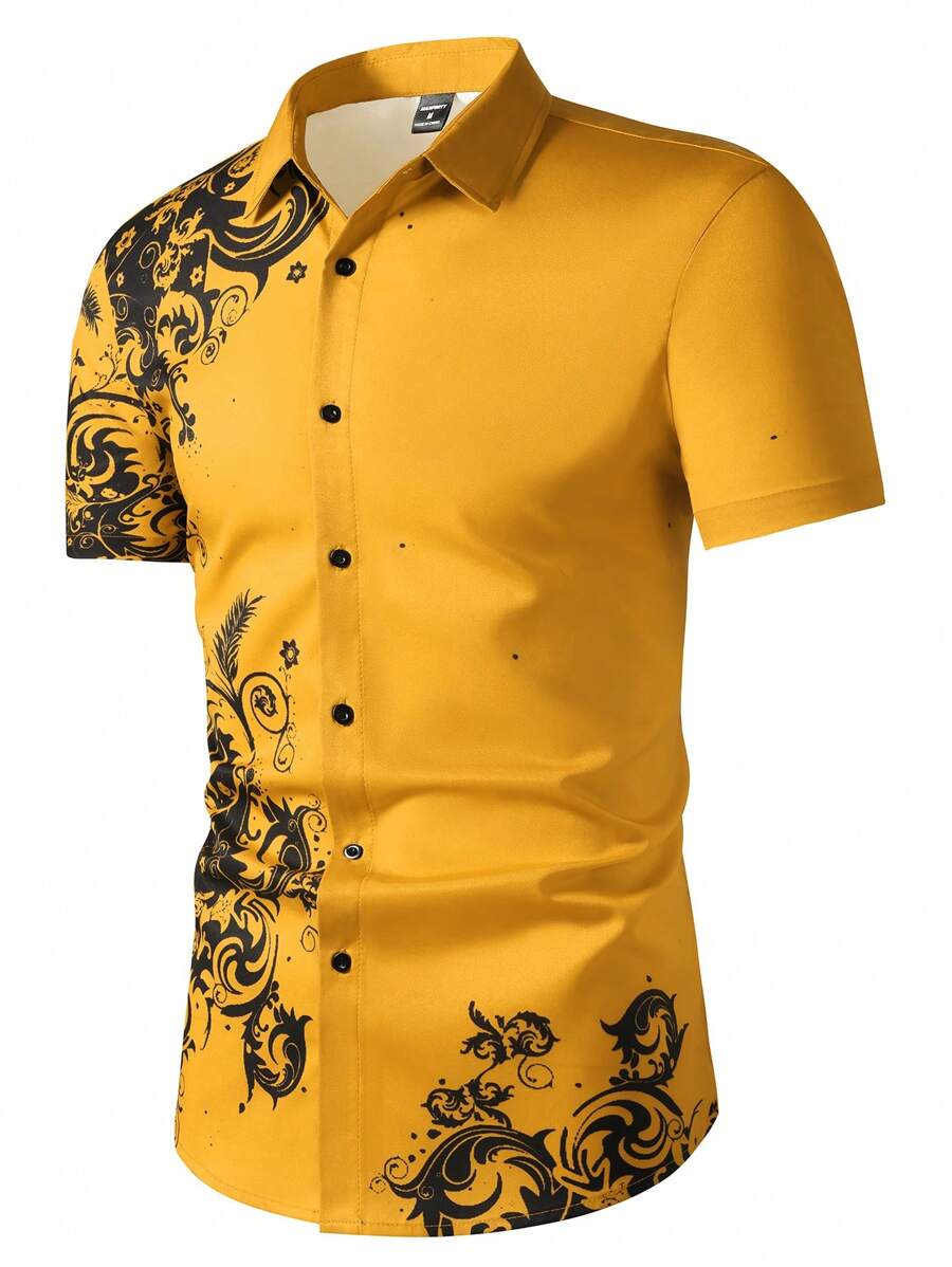 Printed Floral Shirt - Manfinity Homme Heren Casual Retro Print