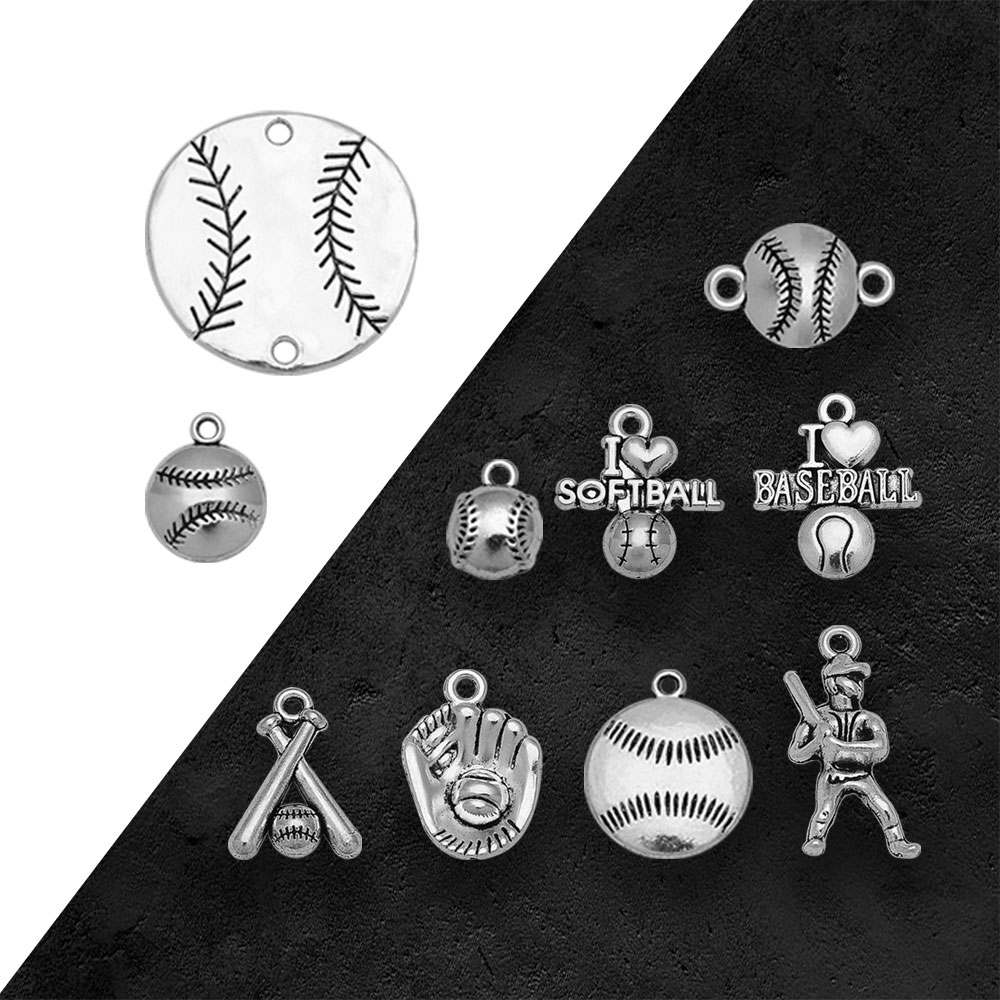 Vintage Fashion Resale - Oud Zilver I Love Softball Charms