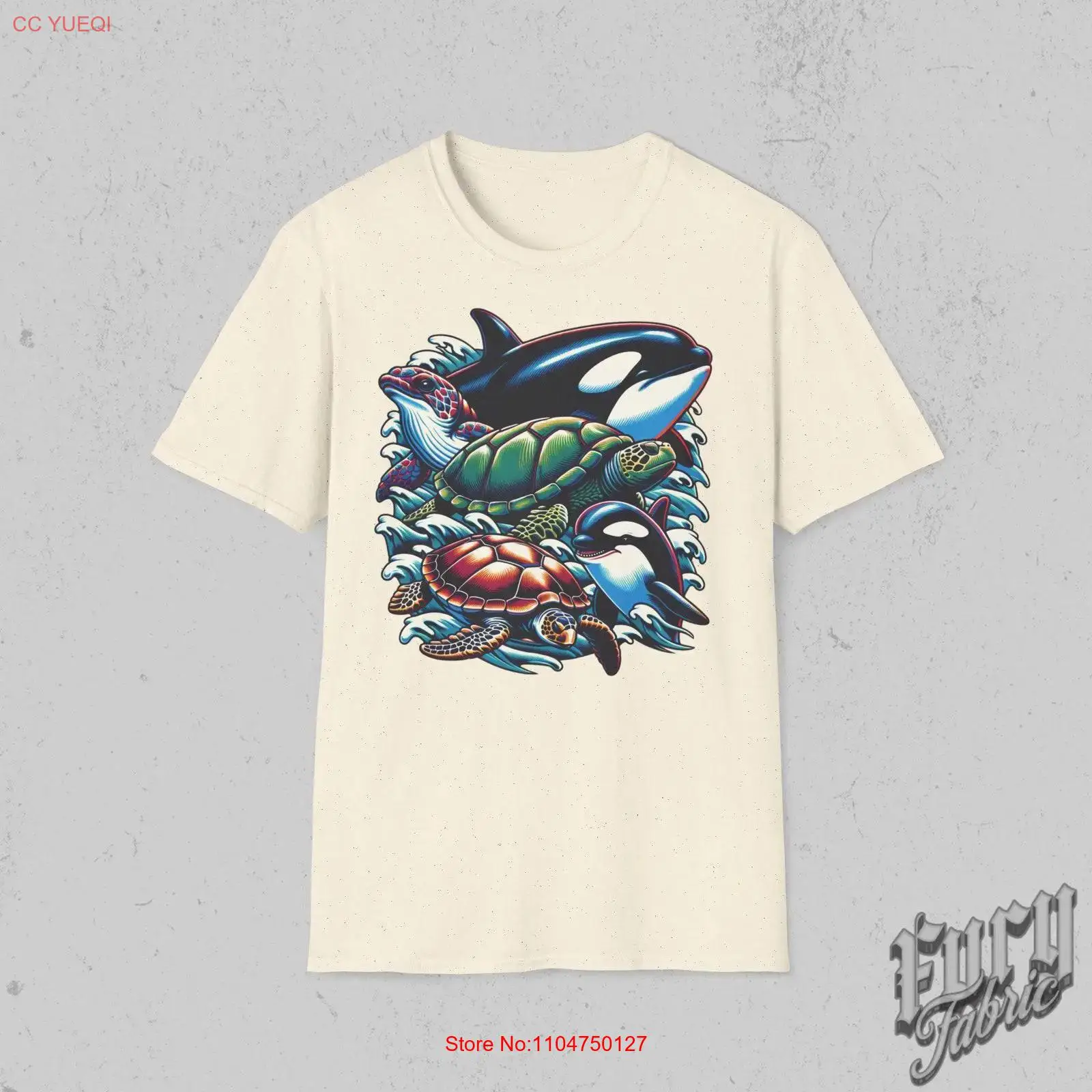 Turtleneck Knit 90S - Vintage jaren 90 zeedieren T-shirt Retro