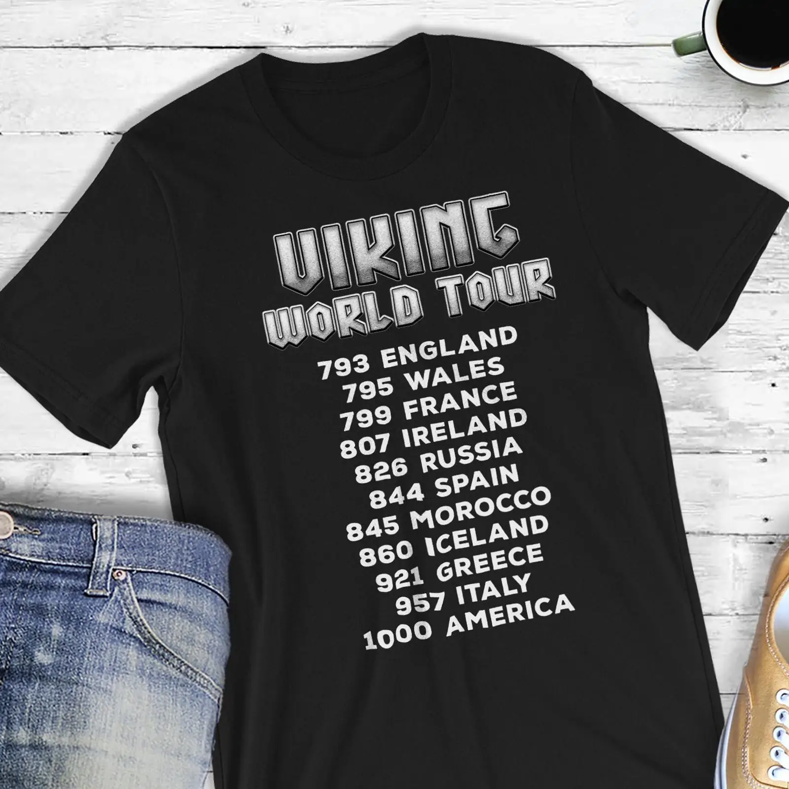 Vintage Fashion History - Viking World Tour T-shirt Noorse mythologie