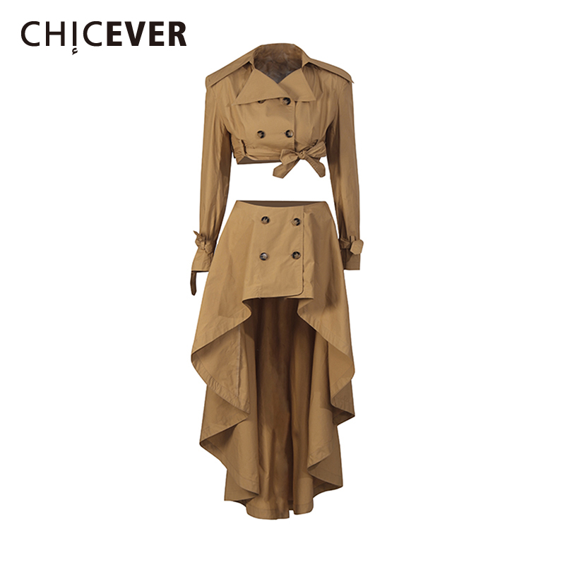Vintage Fashion Pieces - CHICEVER Kaki Gesplitst Lace Up Tweedelige