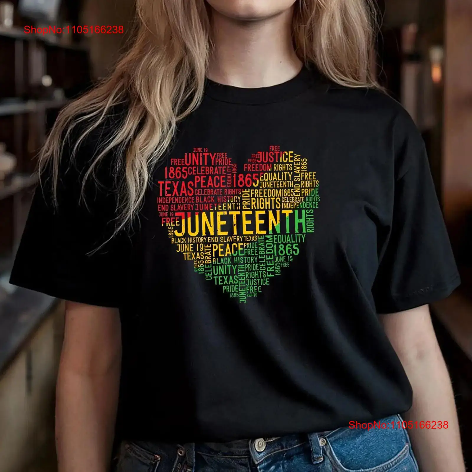 Vintage Fashion History - Juneteenth Heart T-shirt Zwart Geschiedenis Afro