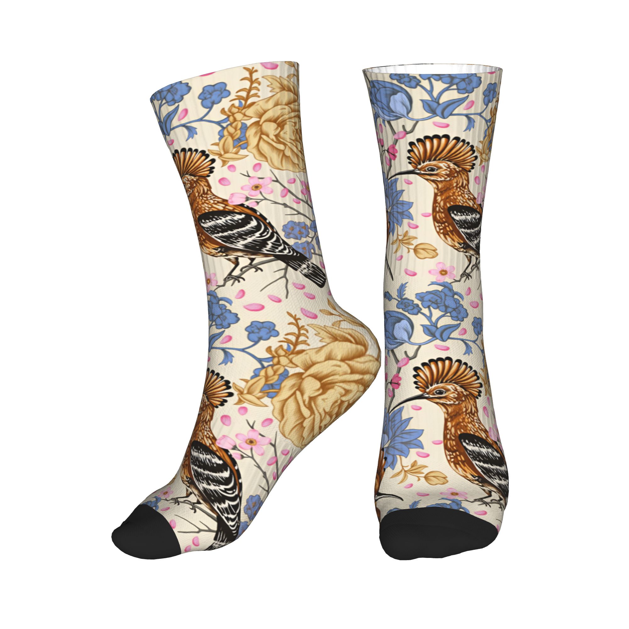 Vintage Fashion For Men - Hoopoe Bird Blue Peony Vintage bloemenjurksokken