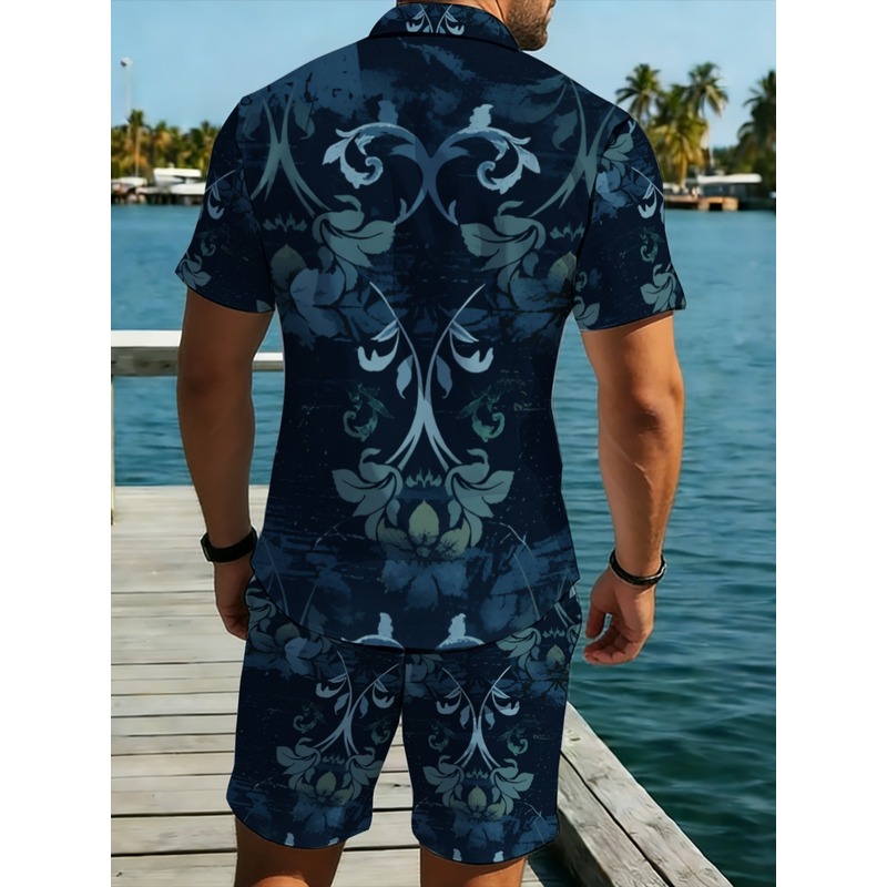 Marineblauw bloemenprint heren - Printed Floral Shirt recensie en prijs