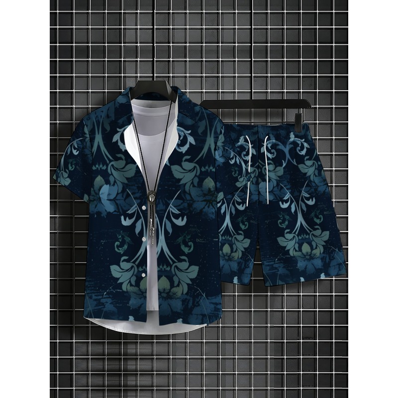 Marineblauw bloemenprint heren - Printed Floral Shirt recensie en prijs