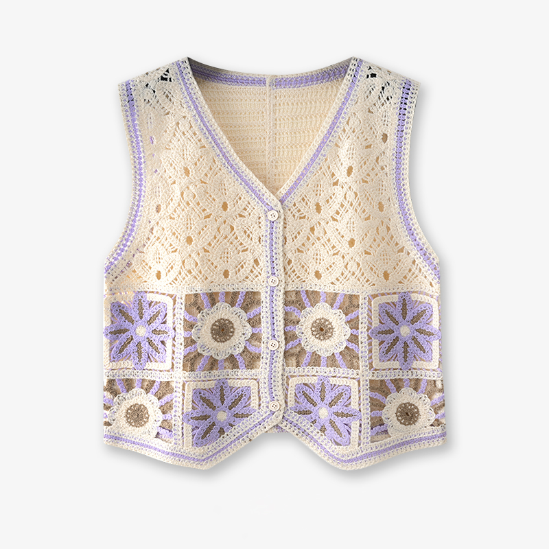 Oma vierkant gehaakt vest vrou - Crochet Top Boho recensie en prijs