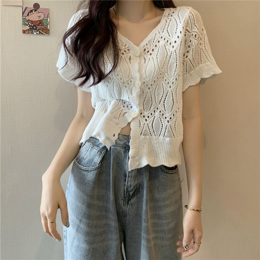 Mode gehaakte top met V-hals O - Crochet Top Boho recensie en prijs