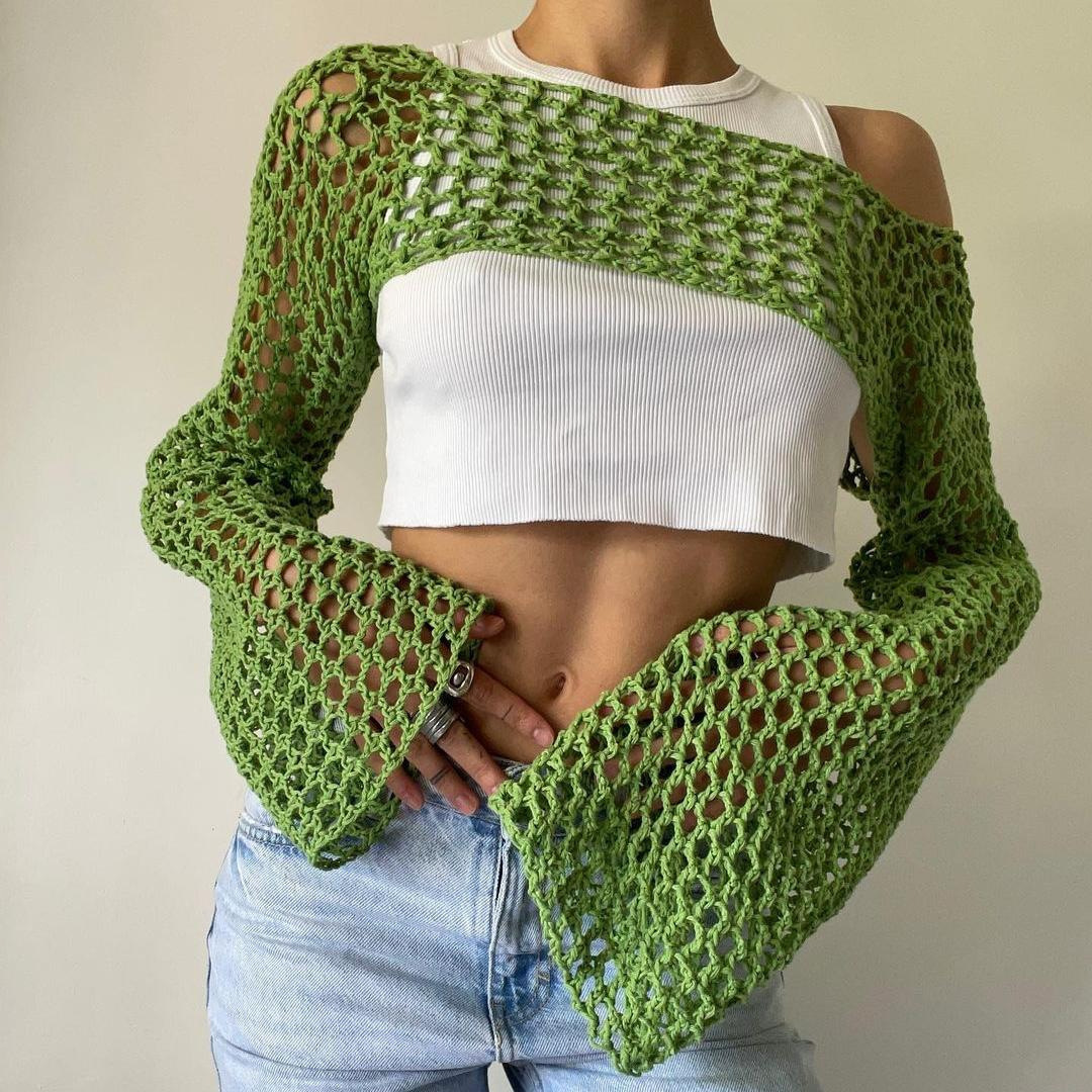 Lange mouw gehaakte crop top z - Crochet Top Boho recensie en prijs