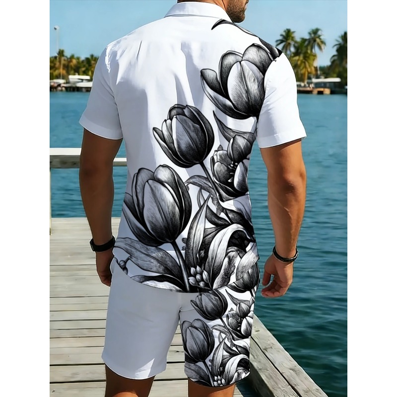 Wit bloemenprint shirt en shor - Printed Floral Shirt recensie en prijs