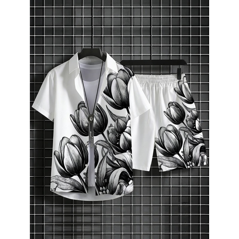 Wit bloemenprint shirt en shor - Printed Floral Shirt recensie en prijs