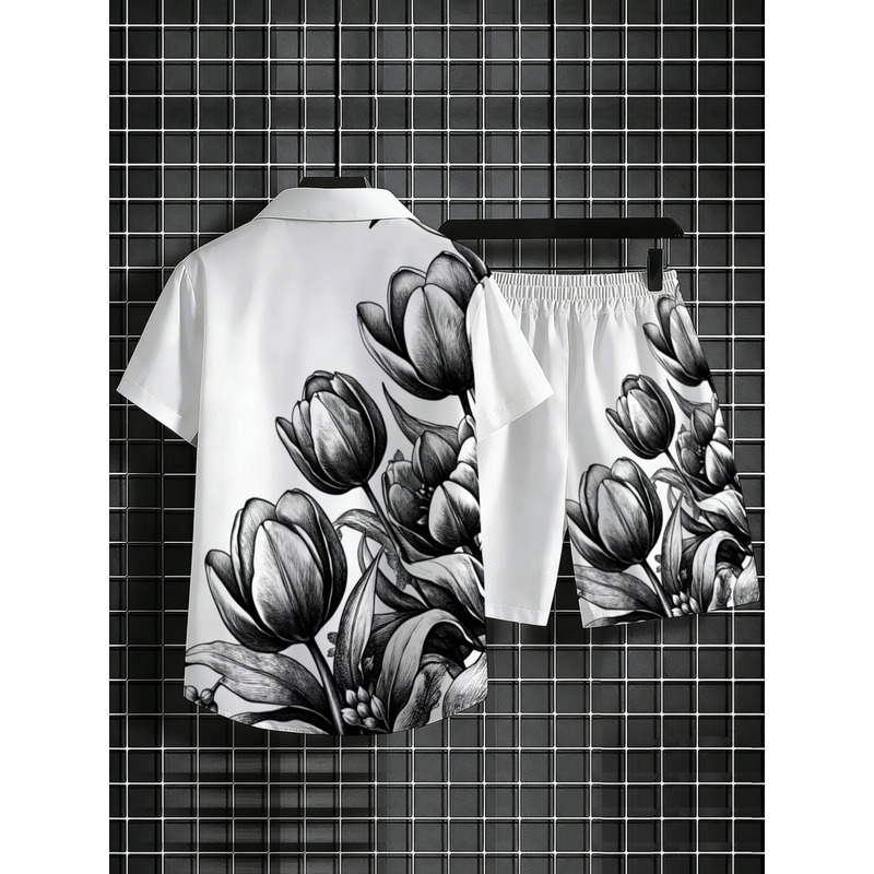 Wit bloemenprint shirt en shor - Printed Floral Shirt recensie en prijs